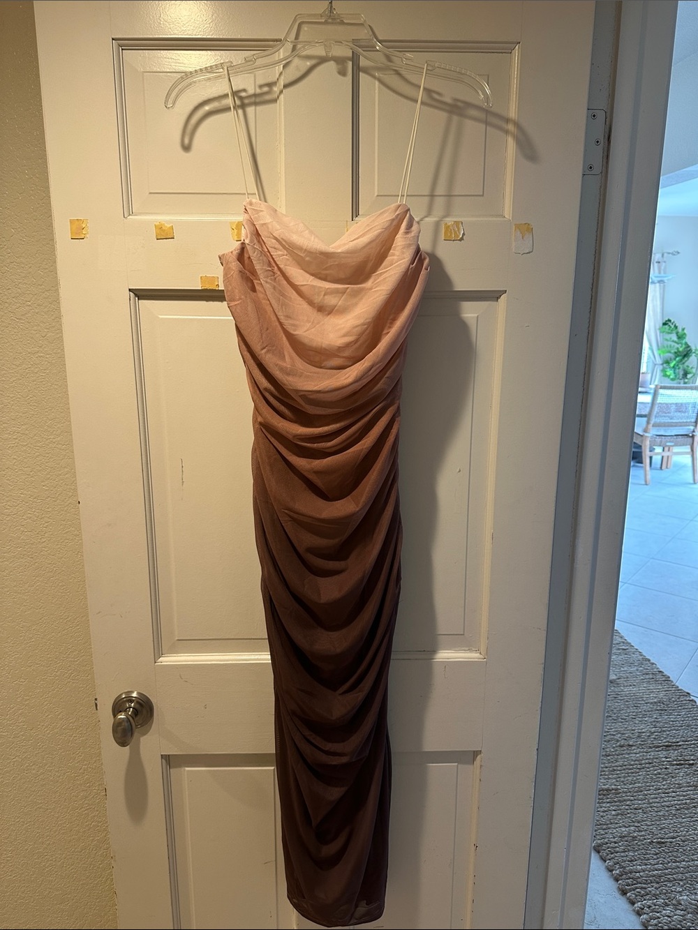 Hello Molly Ombre Cream to Brown Cowl Midi Dress